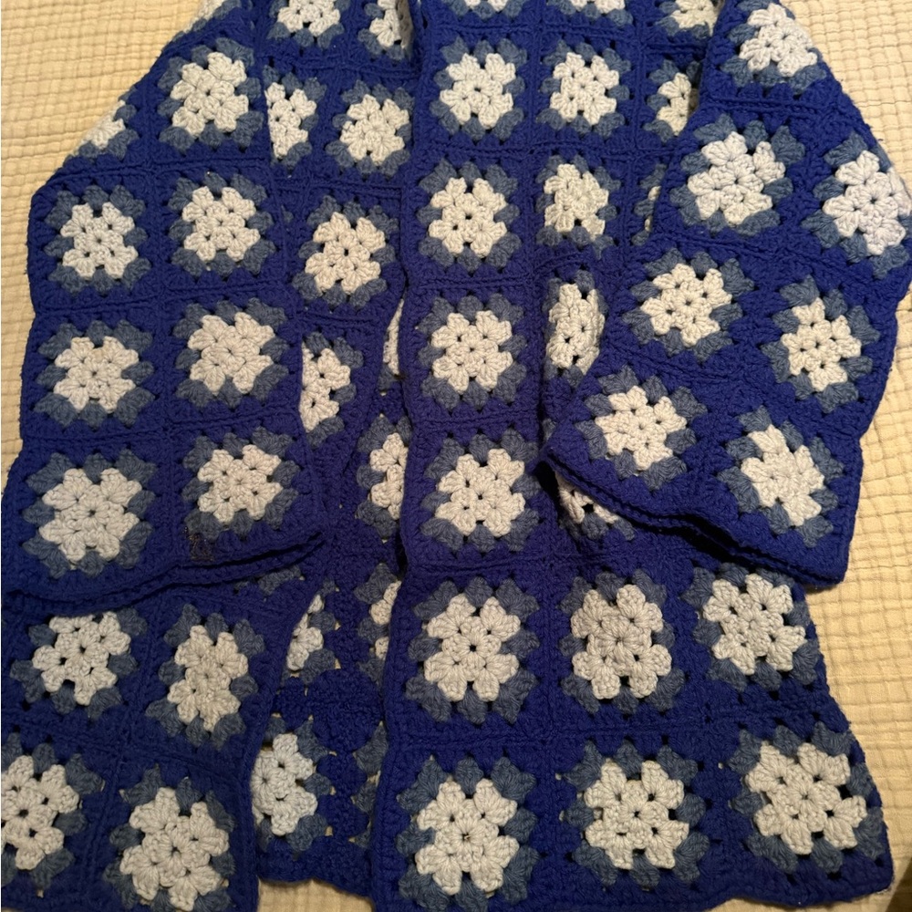 Blue and White Crochet cardigan